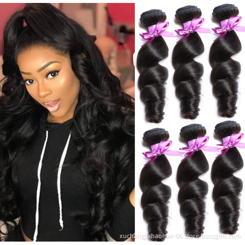 Loose Wave Bundles Brazilian Human Hair Remy Natural Black 100% Human Hair Extension